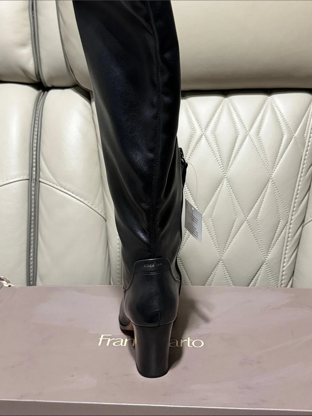 Franco Sarto Jonie Black Over-the-Knee Square-Toe Block Heel Boots